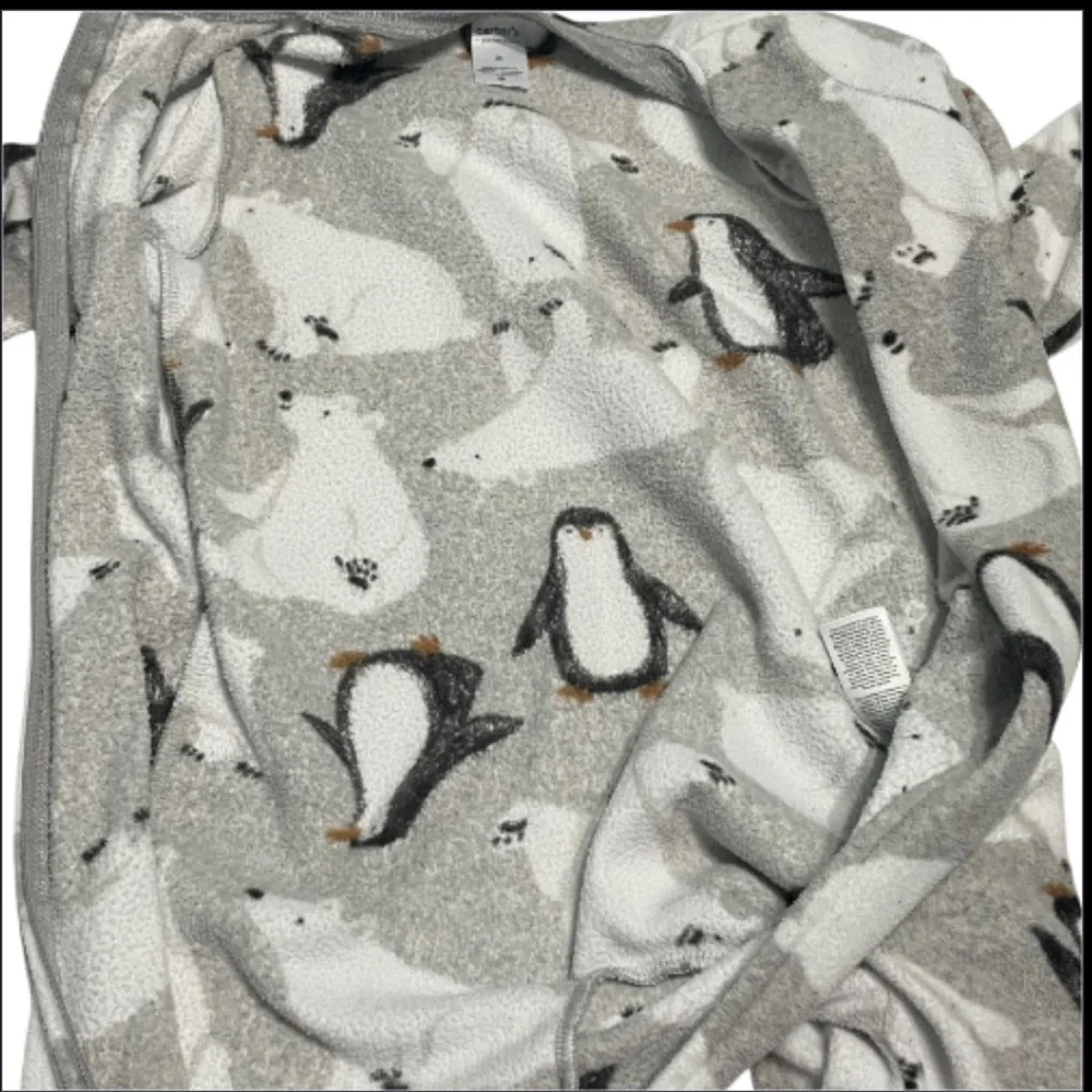 Carter's Set of 2 Boys One Piece Pajamas Football and Polar Bear/Penguin Prints